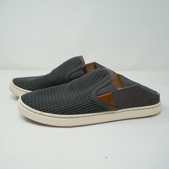 OluKai Pehuea Slip On Sneaker Breathable Women's Grey Mesh Mule Shoes 7 - Picture 3 of 10
